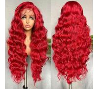Front Lace Wig, Long Curly Hair, Big Wavy Lace Hair Cover, Bright Red