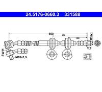 Flexible brake hose 24.5176-0660.3 ATE for OPEL CASCADA