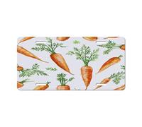Front License Plate Fresh Carrot Pattern Aluminum Metal Rust-Proof US Car Plate Novelty Vanity Tag Cover with 4 Holes for Men/Women/Boy/Girls Car