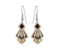 FRONT LINE JEWELRY Artisan-Crafted Art Deco Earrings Fan Shaped Geometric Copper Dangle Earrings Vintage Inspired Boho Statement Jewellery with Gift Box