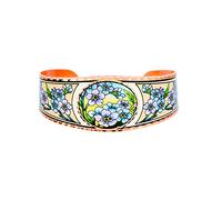 FRONT LINE JEWELRY Artisan-Crafted Forget Me Not Bracelet Adjustable Copper Floral Cuff for Women Symbolizing Love, Friendship, and Lasting Memories with Gift Box