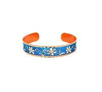 FRONT LINE JEWELRY Blue Flower Bracelet Adjustable Copper Cuff with Daisy Motif | Handmade Boho Artisan Jewellery Gift for Women | Open-Ended Wrist Cuff for Birthday, Anniversary & Special Occasions