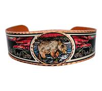 FRONT LINE JEWELRY Women's Grizzly Bear Bracelets Cuff - Feature Bear at Sunset Scene. Open Cuff Adjustable Copper Grizzly Bear Cuff. Bear Jewelry, 6 20 inch, Copper, no gemstone