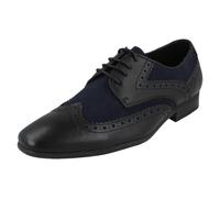 Front Mens Front Lace Up Brogue Shoes Turin - Black/Navy - UK 9