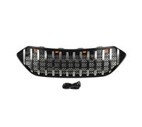 Front Middle Racing Grille Compatible For Hyundai Santa Fe 2016 2017 Replace LED Lights ABS Grills Grid Mesh Style Bumper Mask Cover(Chrome With Lights)