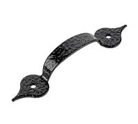 Front Mount Black Hammered Steel Drawer Pull Handle 3-1/4" Centers |Antique Cabinet, Vintage Cupboard, Old Desk Reproduction Restoration Hardware + Free Bonus (Skeleton Key Badge) | P17-H541BLK (10)