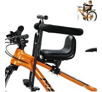 Front Mounted Kids Bike Seat Child Bicycle Seat with Footrests，A | Safe front-mounted child bike seat with adjustable footrests, strong frame and comfortable design for family cycling.
