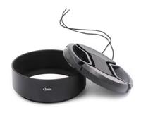 Front-Mounted Lens Hood with Straight Metal Construction, 43MM | Front-of-Lens Mounting Design, Cylindrical Black Metal Profile, Screw-on Shade for Unwanted Incoming Light