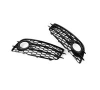 Front Net 1 Pair Car Honeycomb Mesh Front Bumper Fog Light Grille Cover For A4 B8 S4 2008 2009 2010 2011 2012 Glossy Black Front Grille(Black)