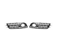 Front Net 1 Pair Car Honeycomb Mesh Front Bumper Fog Light Grille Cover For A4 B8 S4 2008 2009 2010 2011 2012 Glossy Black Radiator Grille(Chrome Black)