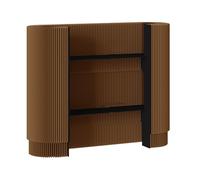 Front Office Desk, Modern Reception Desk, Curved Portable Check Out Stand Retail Checkout Counter Desk Receptionist Table, for Craft Shows,Display Rack,for Small Spaces,Bar,Store,Hotel(Brown)