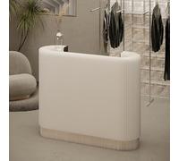 Front Office Desk, Modern Reception Desk, Curved Portable Check Out Stand Retail Checkout Counter Desk Receptionist Table, for Craft Shows,Display Rack,for Small Spaces,Bar,Store,Hotel(White)