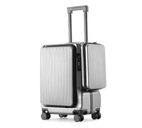 Front Opening Large Capacity Mute Universal Wheel with Side Hanging Small Bag, Aluminium Frame, with Cup Holder USB Socket Luggage Travel Business Trolley case (Grey)