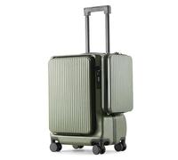 Front Opening Large Capacity Mute Universal Wheel with Side Hanging Small Bag, Aluminium Frame, with Cup Holder USB Socket Luggage Travel Business Trolley case (Green)