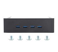 Front Panel USB 3.0 Hub, 4 Port High Speed USB Hub with 20Pin Interface, Optical Disk Driver Front Panel for PC, Aluminum Alloy Panel with Shielding Wire for Electromagnetic