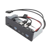 Front Panel USB C Hub, 6 Ports 19 Pin GEN2 X 2 5Gbps Internal Card Reader with 2 USB A & USB C Ports, Memory Card Microphone Input, USB3.2 GEN1 19 Pin Input, Fits PC Computer Case