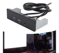Front Panel USB Hub Adapter, 5.25 Inch USB 19PIN + Audio 9 Pin Input Metal Front, 2x USB3.2 GEN1+ 1x Headset 3 Ports 5Gbps Optical Drive Extension Panel