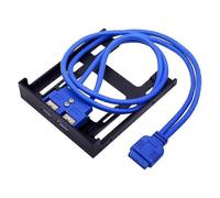 Front panel with 2 USB 3.0 ports, floppy disk bay, 20-pin USB 3.0 hub, extension cable adapter, plastic stand