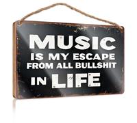 Front Porch Decor Farmhouse Music Is My Escape From All Bullshit In Life. Funny Bar Signs Office Door Signs Funny(23X35CM)