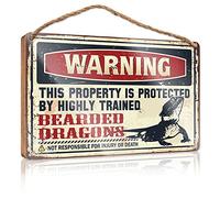 Front Porch Decor Ideas Warning This Property Is Protected By A Highly Trained Bearded Dragon2 Wooden Sign Coffee Bar Decor Wood Sign Hanging Plaque(23X35CM)