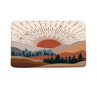 Front Porch Rug Abstract Boho Mountain Sunset Wilderness Mid Century Machine Washable Living Room Front Door Welcome Mat Heavy Duty Kitchen Non Slip Mat 40X60Cm