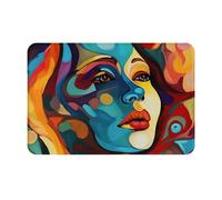 Front Porch Rug Abstract Colored Woman Face Low Profile Porch Front Door Welcome Mat Unique Living Room Bathroom Absorbent Rug 40X60Cm