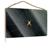 Front Porch Signs A Spider Sits in The Center of Its Web Wooded Sign Small No Soliciting Sign for House Farmhouse Signs(20X30CM)