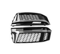 Front Radiator Grille Frills For A4 B9 S4 2016 2017 2018 Glossy Black 1 Pair Car Front Bumper Fog Light Grille Cover Honeycomb Mesh Grill(Chrome GlossyBlack)