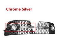 Front Radiator Grilles 2PCS Car Hex Front Fog Light Grill Lamp Grille Cover for TT MK2 S-LINE TTS 2011-2014 8J0807681KT94 8J0807682KT94(Silver)