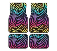 Front Rear Automotive Floor Mats Colorful Rainbow Zebra Car Foot Mat Set Of 4 Pieces,Waterproof Foot Mat Four-Piece Set,Anti-Slip Easy To Clean Universal Car Mats,For Suv,Sedans,Truck