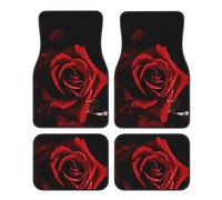 Front Rear Automotive Floor Mats Red Rose Car Foot Mat Set Of 4 Pieces,Waterproof Foot Mat Four-Piece Set,Anti-Slip Easy To Clean Universal Car Mats,For Suv,Sedans,Truck