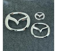front & Rear Car Emblems Set for Mazda 3 BP 2019-2025 - Clip-On replacement & Adhesive - Glossy Black, Silver, Carbon Fibre - Easy Install, Sun-Resistant, durable