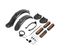 Front Rear Fender For Xi-aomi M365/Pro Electric Scooter With Taillight Brake Light With Mudguard Fishtail Shape Retaining Water(Black set A)