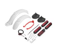 Front Rear Fender For Xi-aomi M365/Pro Electric Scooter With Taillight Brake Light With Mudguard Fishtail Shape Retaining Water(White set B)