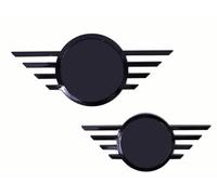 Front & Rear Replacement Floating Badge Covers Compatible with Mini Cooper F55 F56 F57, Black Winged Emblem Cover Set, Decorative Exterior Badge Overlay Accessory