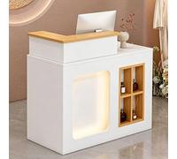 Front Reception Desk with Cabinet, Retail Counter Desk with Cable Management Hole, Checkout Counter for Salon, Office, Boutique