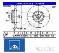 Front Right Brake Disc BMW:F01 F02 F03 F04,F07,7,5 34116783778 34116789544