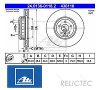 Front Right Brake Disc BMW:F01 F02 F03 F04,F10,F12,F13,F11,F07,F06,6,5,7