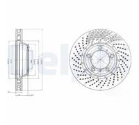Front Right Brake Disc Delphi BG9095C Fits Porsche 911 718 Boxster 718 Cayman