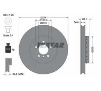 Textar 92266125 Front Right x1 Brake Disc Fits BMW