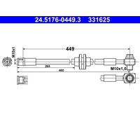 FRONT RIGHT BRAKE HOSE FITS: OPEL VAUXHALL ZAFIRA C 1.4 /1.8 /2.0 CDTI /1.6 C