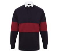 Front Row Adults Unisex Panelled Tag Free Rugby Shirt (L) (Navy/Burgundy)