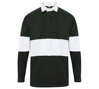 Front Row Adults Unisex Panelled Tag Free Rugby Shirt (S) (Bottle Green/White)