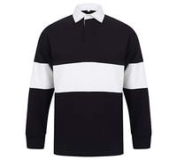 Front Row Adults Unisex Panelled Tag Free Rugby Shirt (XL) (Navy/White)