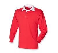 Front Row Boys Childs Childrens Kids Plain Cotton Long Sleeve Rubgy Shirt