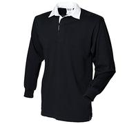 Front Row Childrens Kids Long Sleeve Plain Rugby Style Shirt Black M