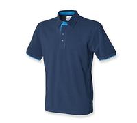Front Row Contrast Pique Polo Shirt : Color - Navy : Size - XXL
