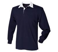 Front Row FR001 Plain Cotton Original Long Sleeve Rugby Shirt No Logo S-3XL