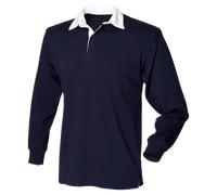 Front Row FR001 Plain Cotton Original Long Sleeve Rugby Shirt No Logo S-3XL
