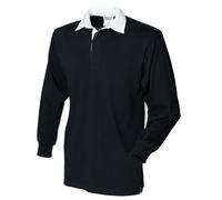 Front Row FR001 Plain Cotton Original Long Sleeve Rugby Shirt No Logo S-3XL